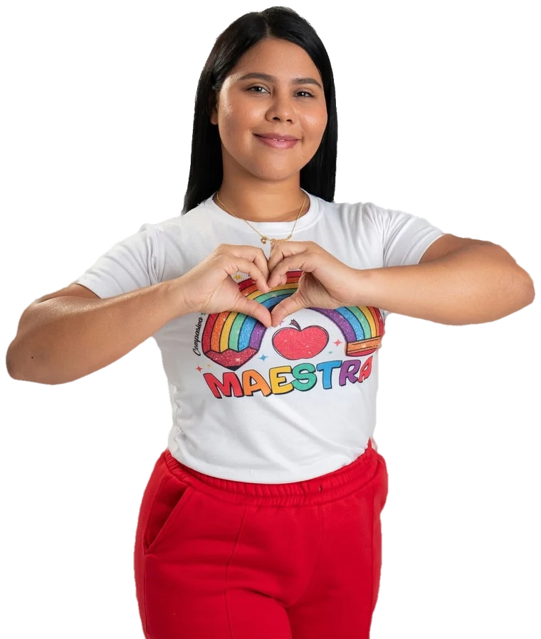 Daniela González, La Maestra Dani, haciendo un corazón con las manos